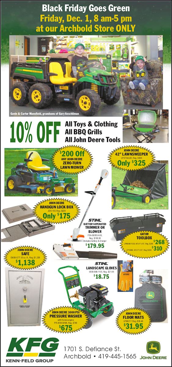 Green Friday is an all day event at our Archbold store on Friday, December 1st from 8 am to 5 p.m. 